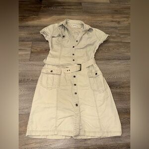 Women’s Y2K Converse One Star Women's Small Lightweight Sport Shirt Dress Khaki